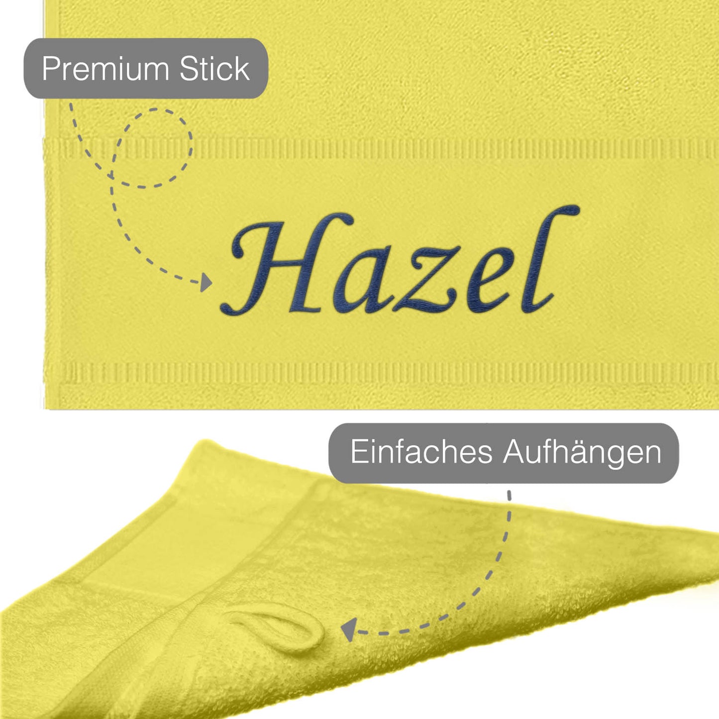 Gelb Hochwertiges Händehandtuch Bestickt mit Namen