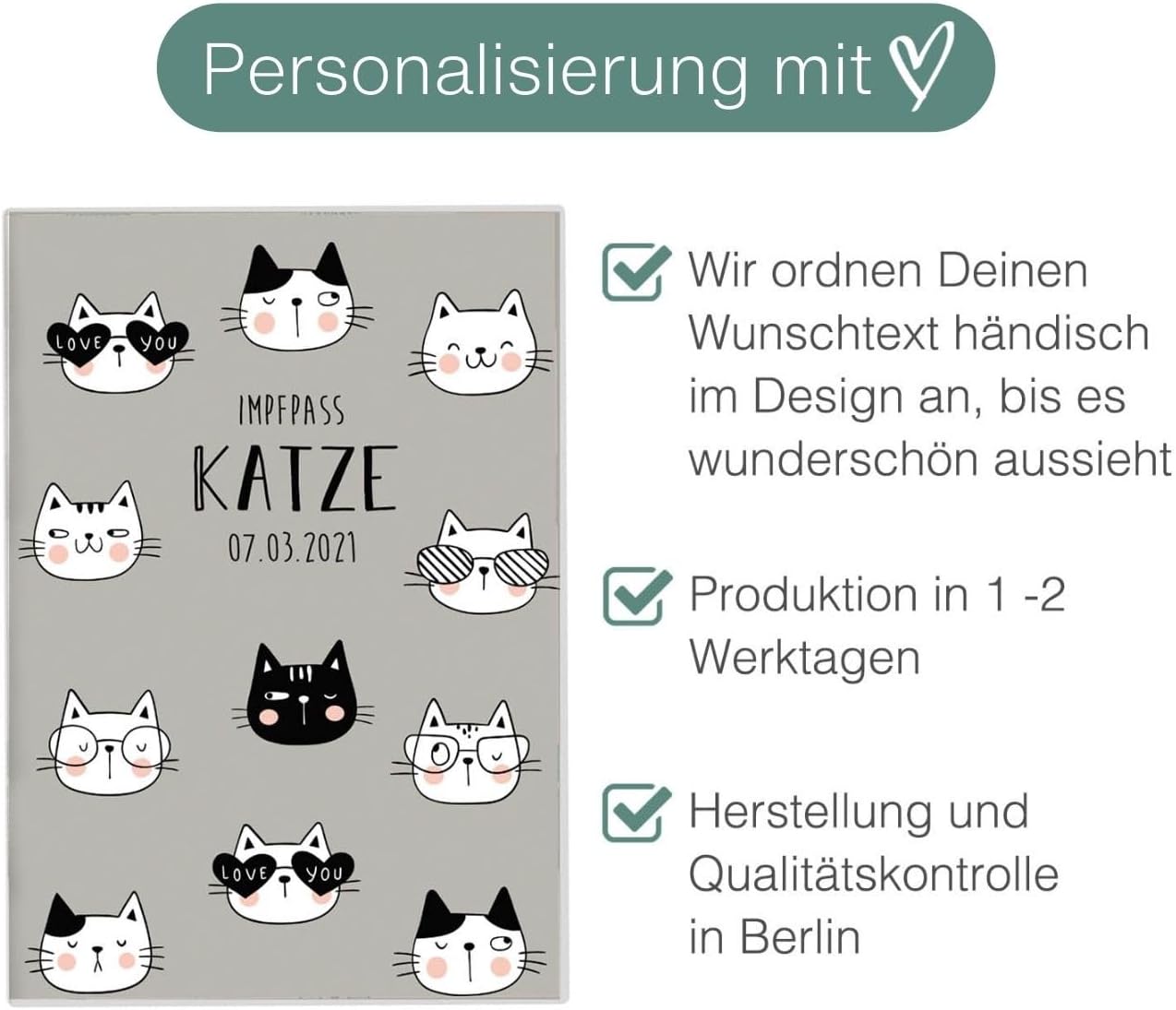 Katze Wilhelm Fell Impfpasshülle für Tiere Mit Namen