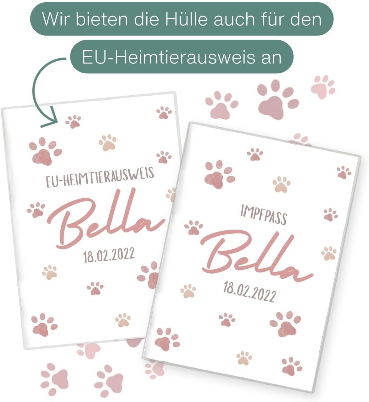 Pfote Rosa Wilhelm Fell Impfpasshülle für Tiere Mit Namen