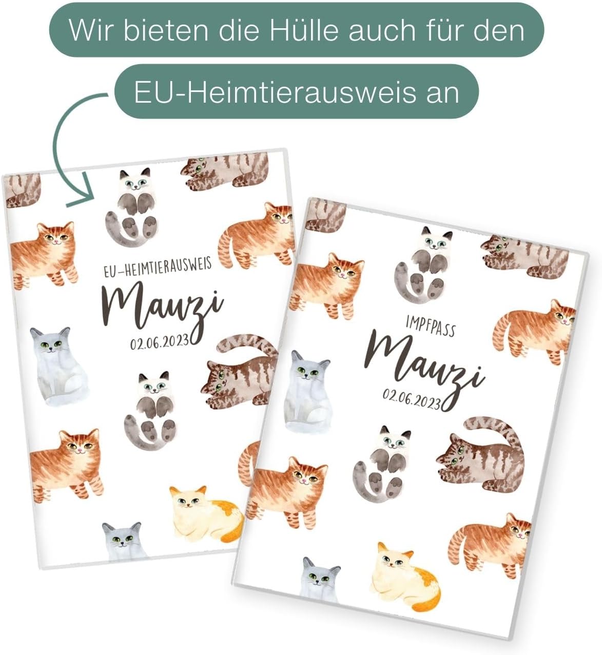 Mauzi Wilhelm Fell Impfpasshülle für Tiere Mit Namen