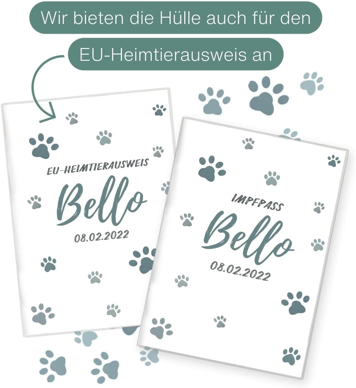 Pfote Blau Wilhelm Fell Impfpasshülle für Tiere Mit Namen
