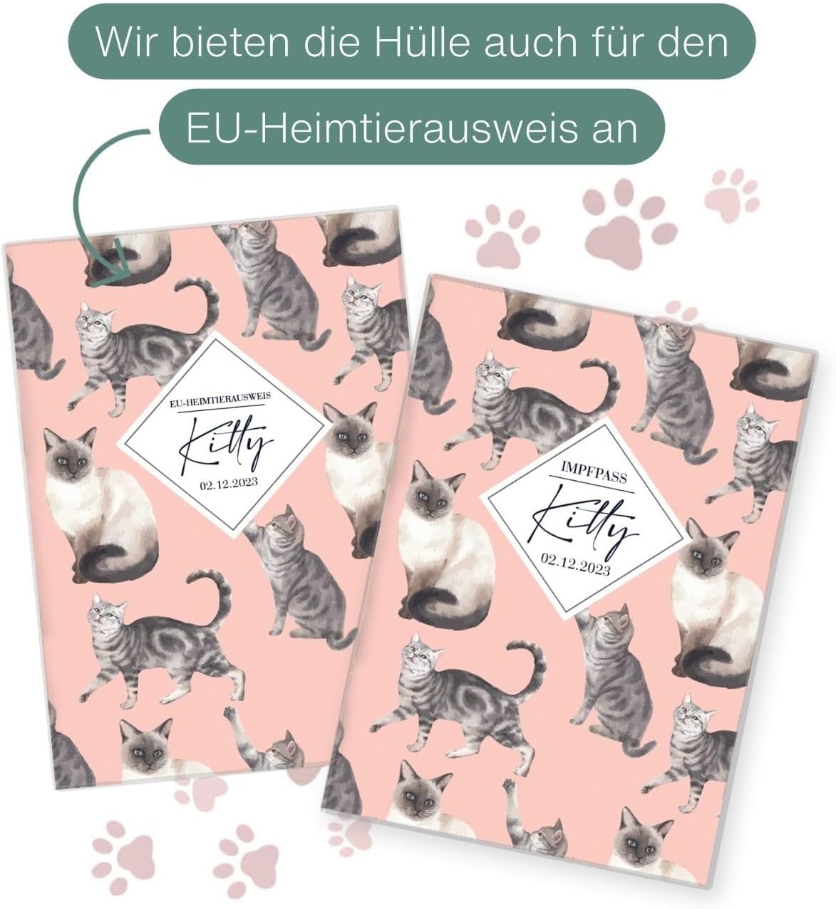 Kitty Wilhelm Fell Impfpasshülle für Tiere Mit Namen