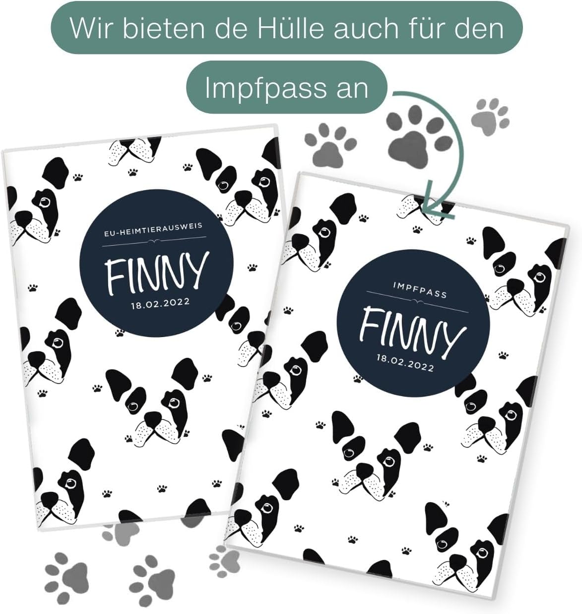 Bulldogge Wilhelm Fell EU-Heimtierausweis für Tiere Mit Namen