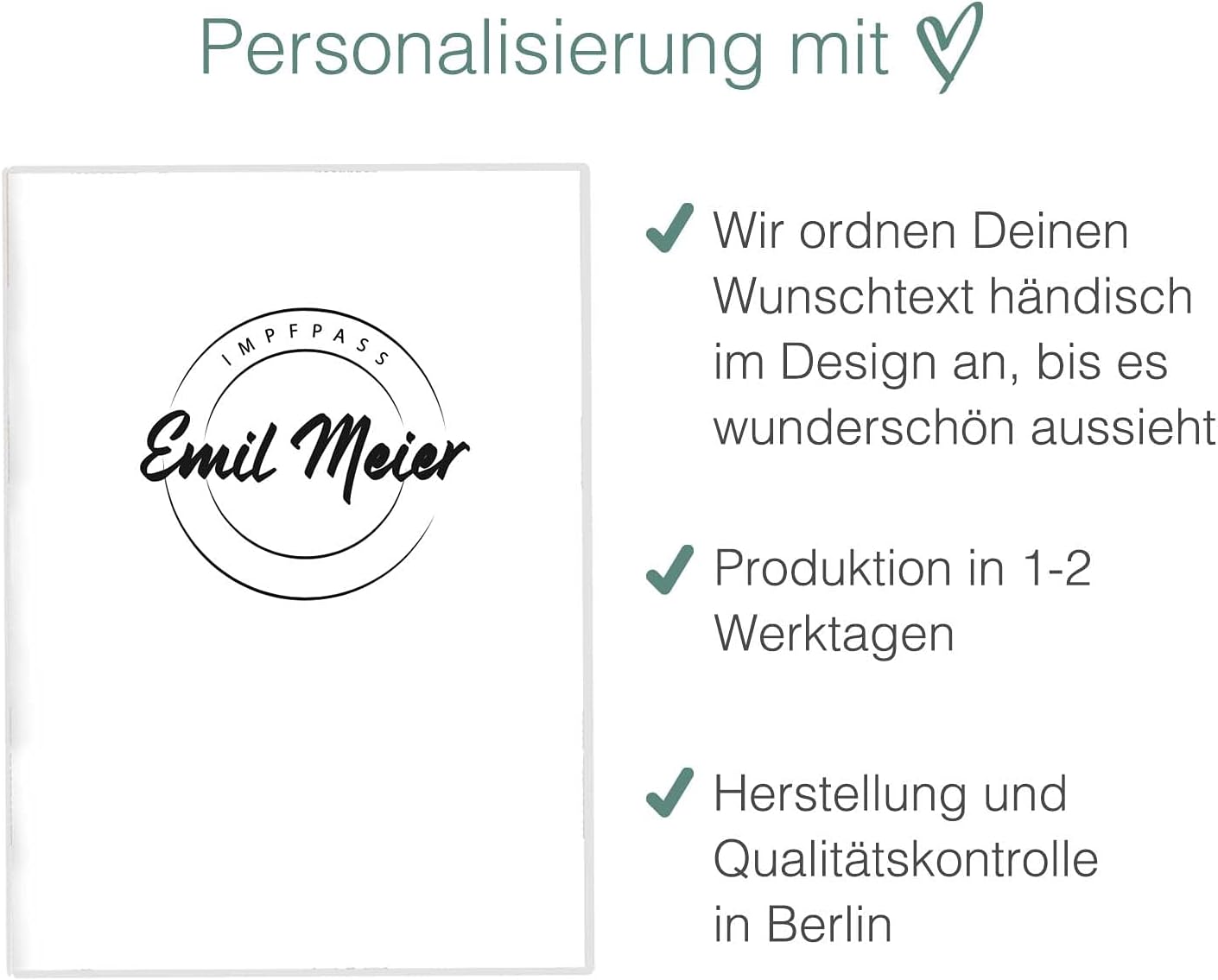 Clear White Personalisierbare Impfpasshülle für Erwachsene und Kinder