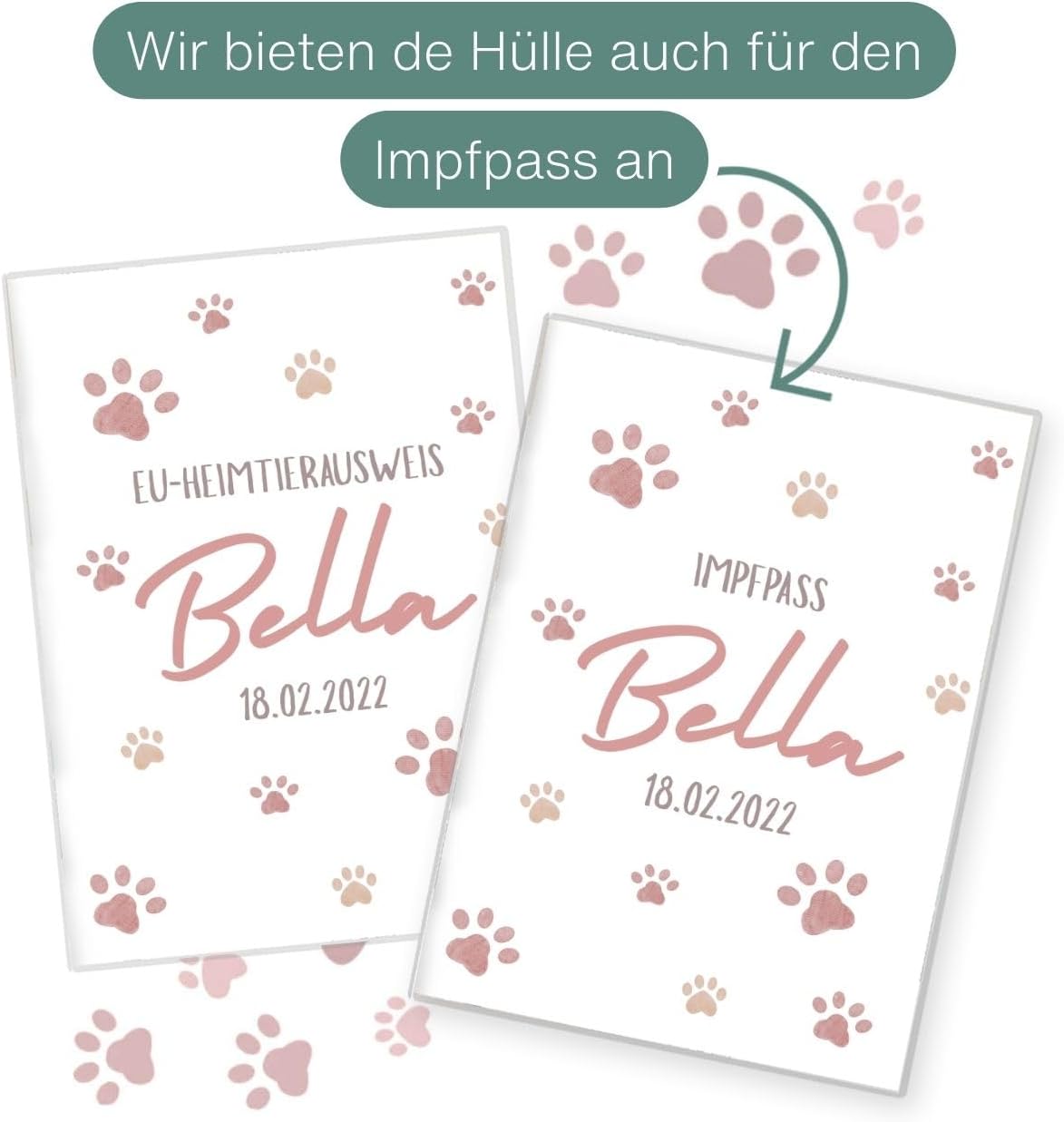 Pfote Rosa Wilhelm Fell EU-Heimtierausweis für Tiere Mit Namen