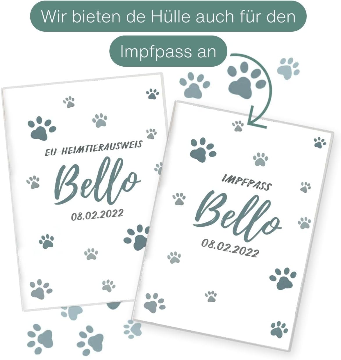 Pfote Blau Wilhelm Fell EU-Heimtierausweis für Tiere Mit Namen