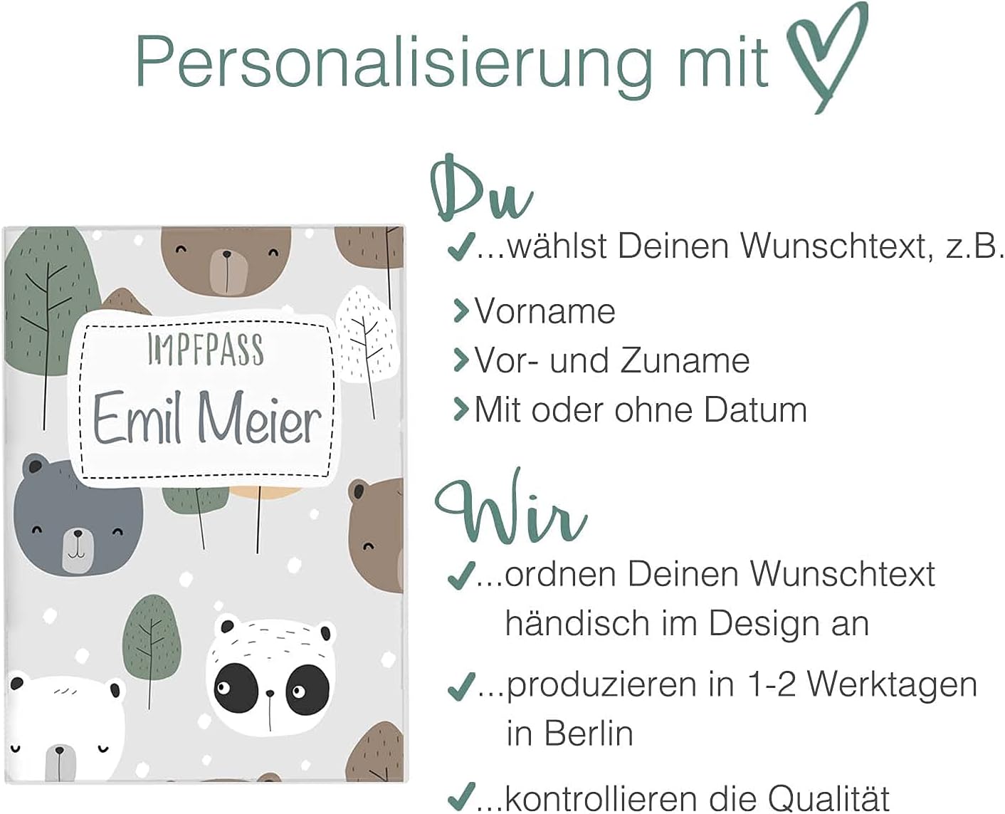 Bären Personalisierbare Impfpasshülle für Erwachsene und Kinder