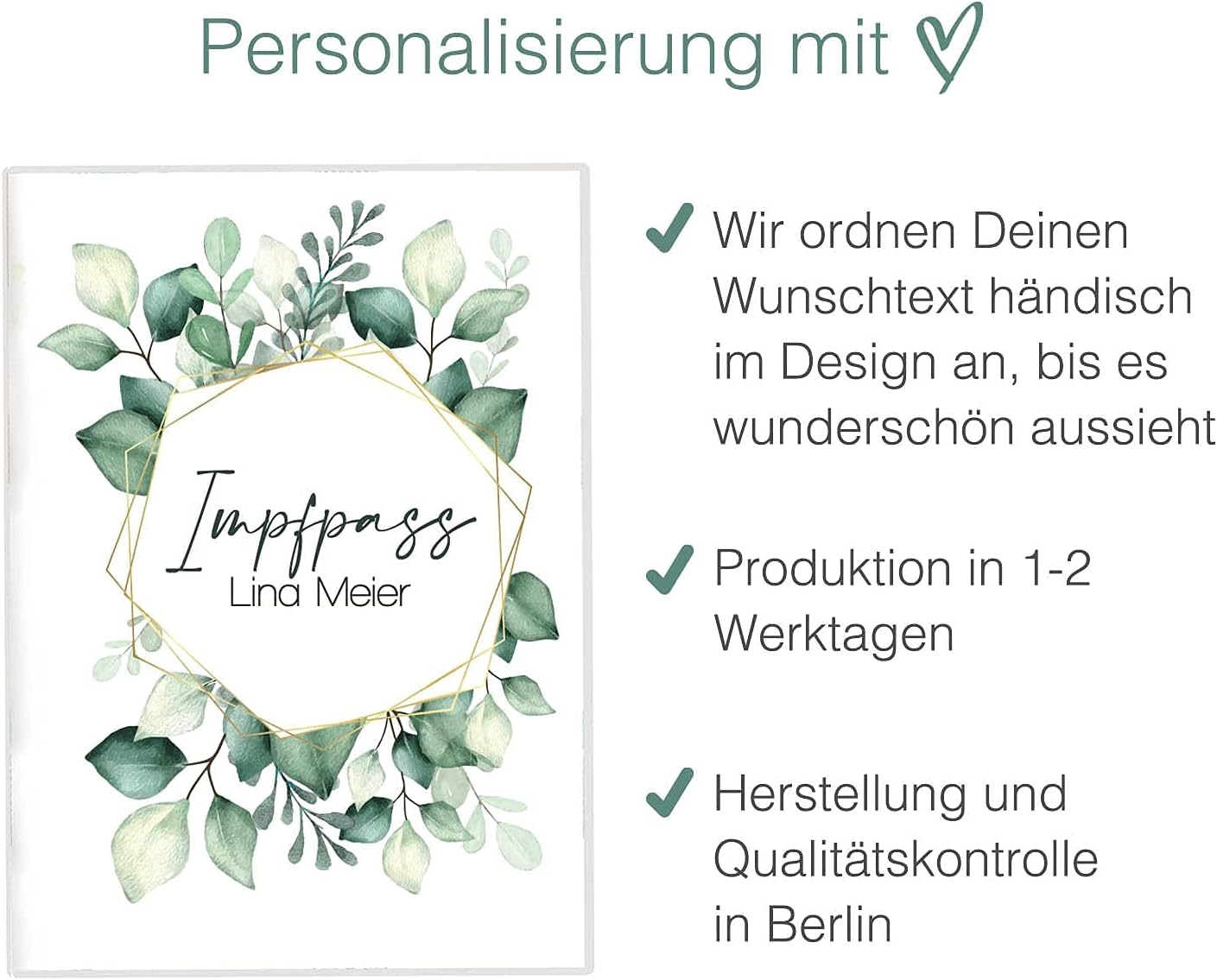 Green Leaves Personalisierbare Impfpasshülle für Erwachsene und Kinder