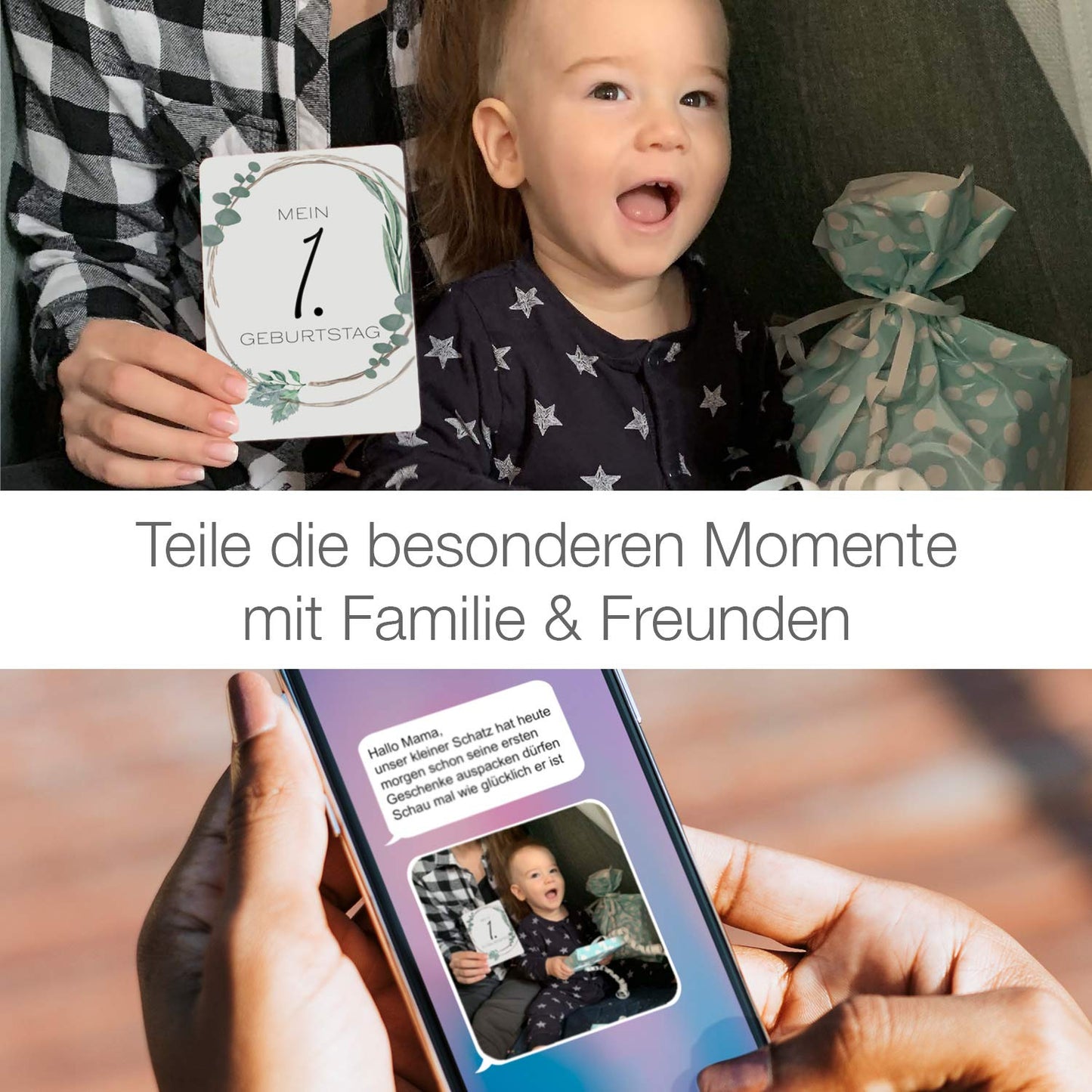 45 Baby Meilenstein-Karten im Eukalyptus Design für Jungen & Mädchen mit hochwertiger Verpackung
