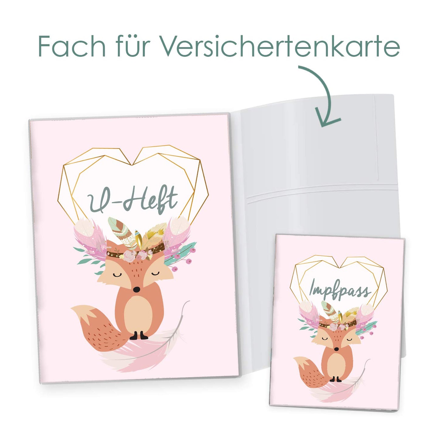 Boho Fuchs Rosa U-Heft und Impfpasshülle Ohne Personalisierung