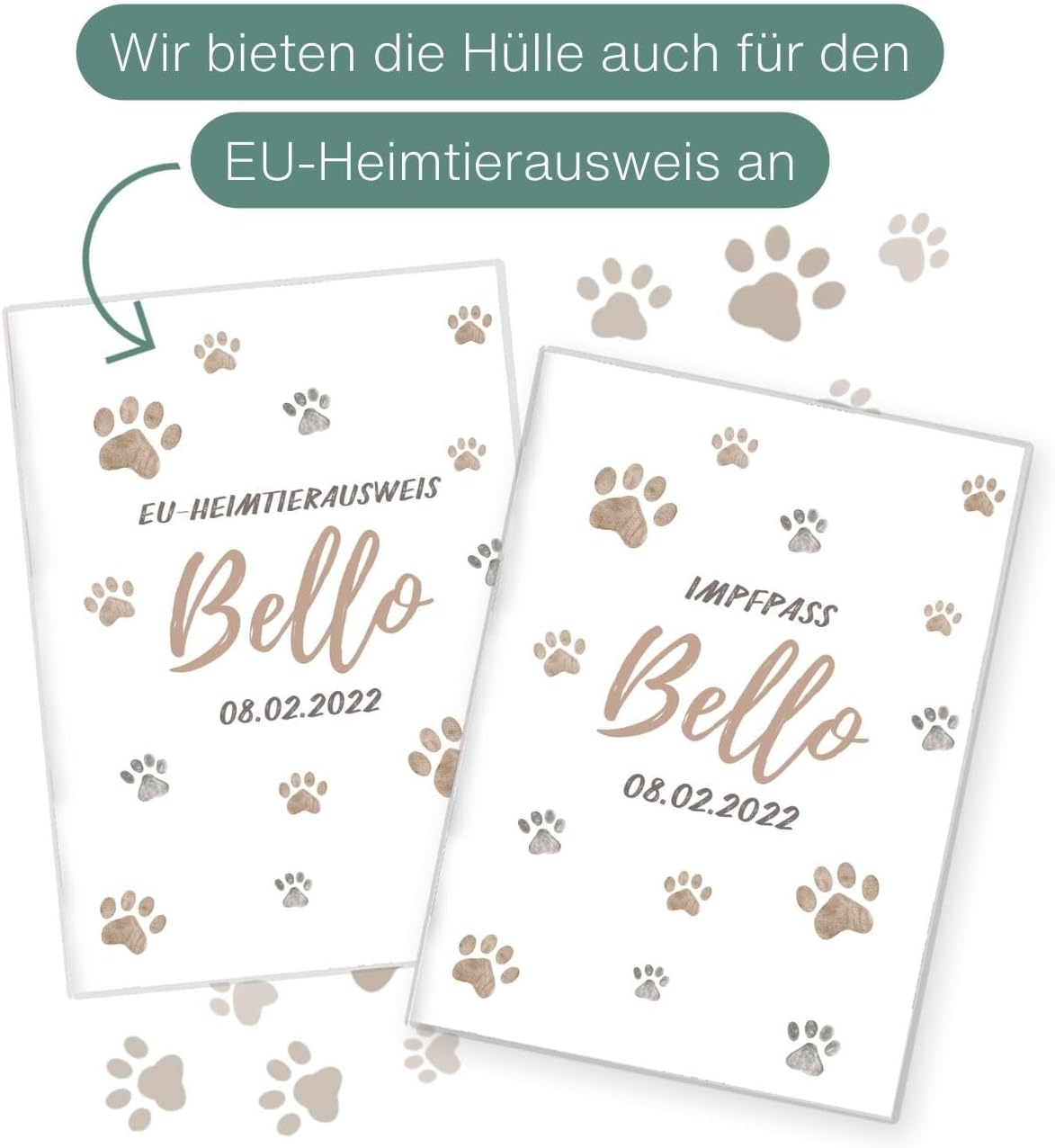 Pfote Beige Wilhelm Fell Impfpasshülle für Tiere Mit Namen