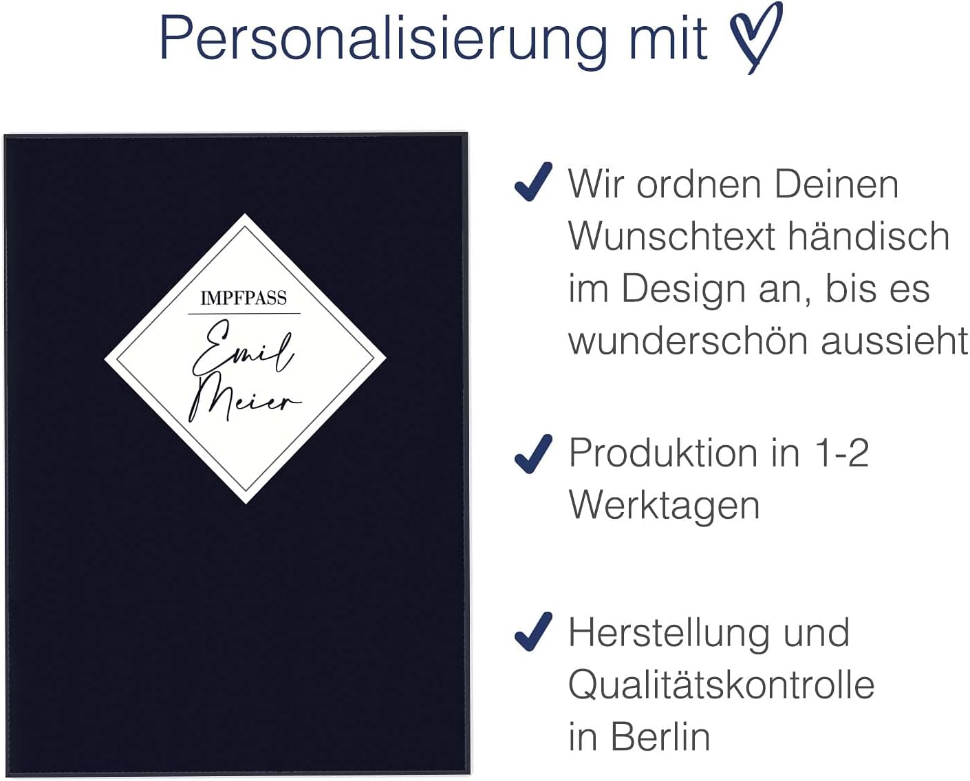 Dark Blue Personalisierbare Impfpasshülle für Erwachsene und Kinder