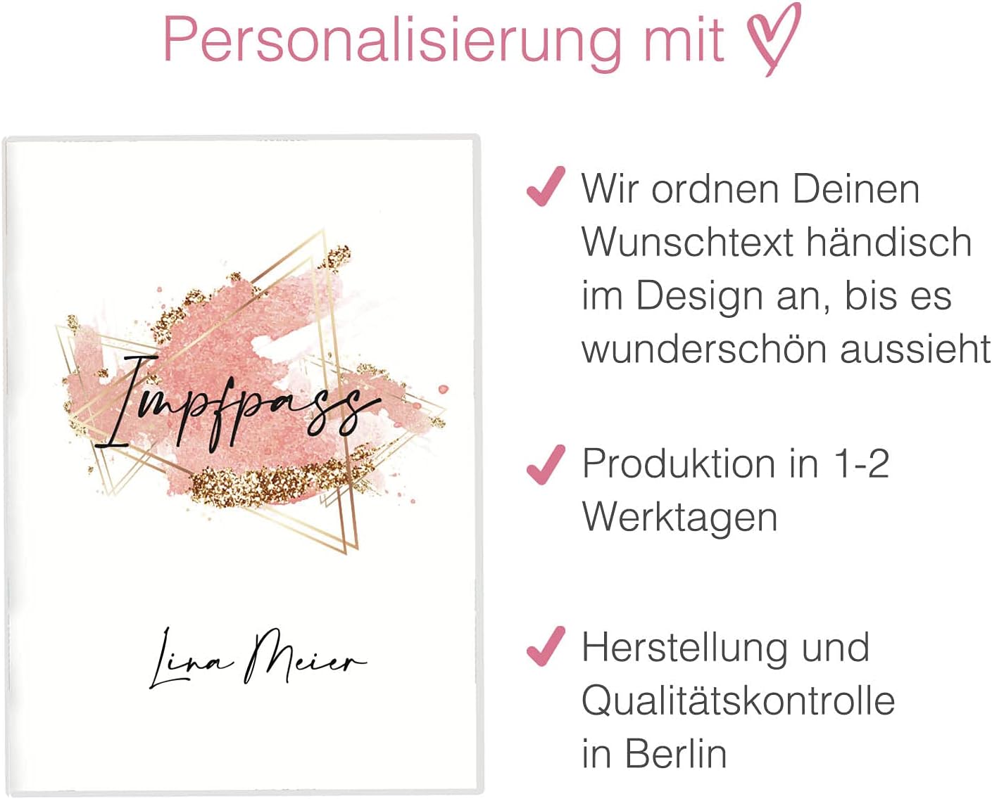 Glamour Splash Personalisierbare Impfpasshülle für Erwachsene und Kinder