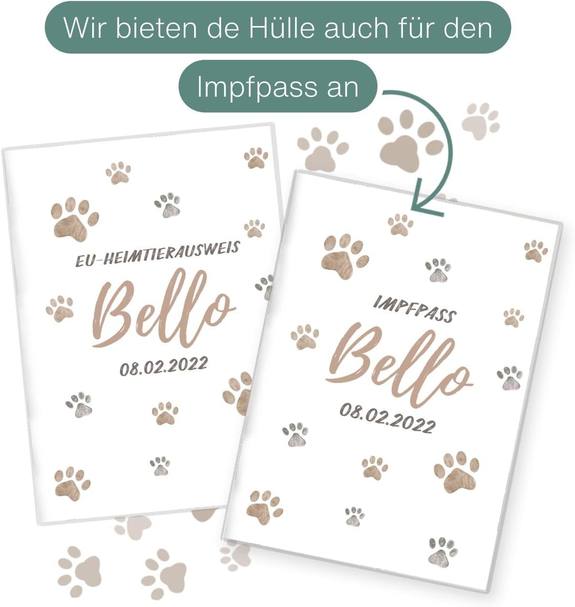 Pfote Beige Wilhelm Fell EU-Heimtierausweis für Tiere Mit Namen