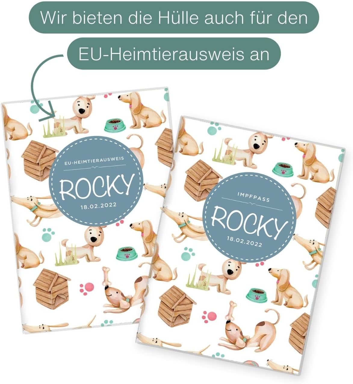 Rocky Wilhelm Fell Impfpasshülle für Tiere Mit Namen