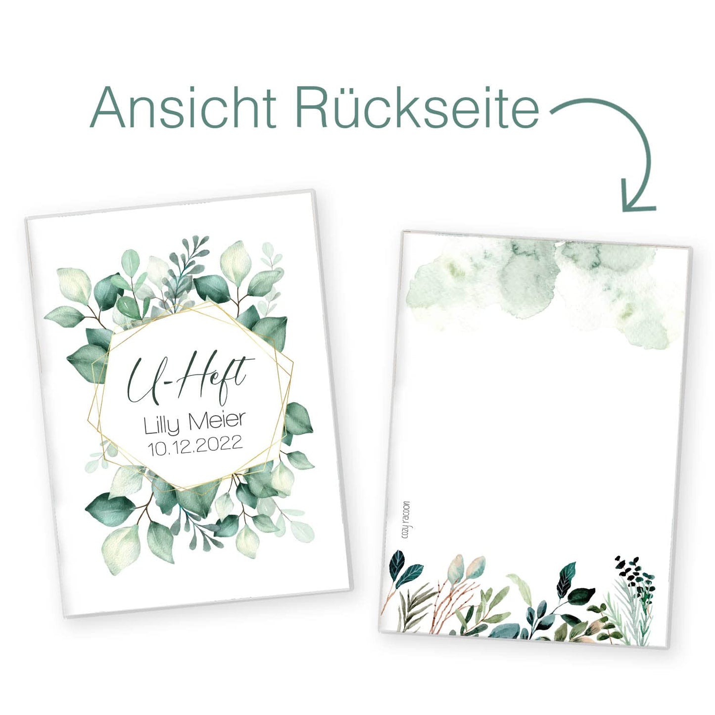 Green Flowers U-Heft und Impfpasshülle Mit Personalisierung
