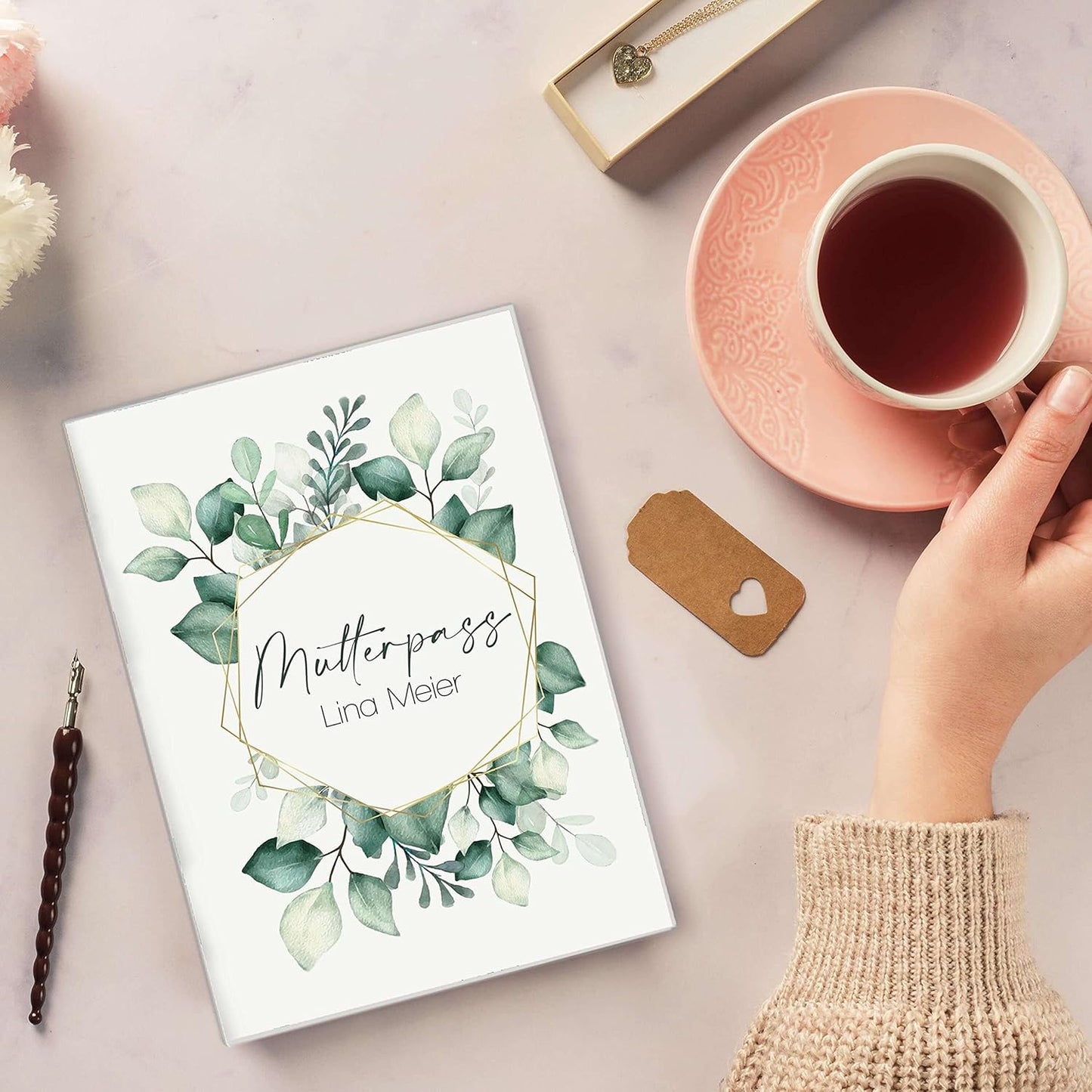 Green Leaves Mutterpasshülle Mit Personalisierung