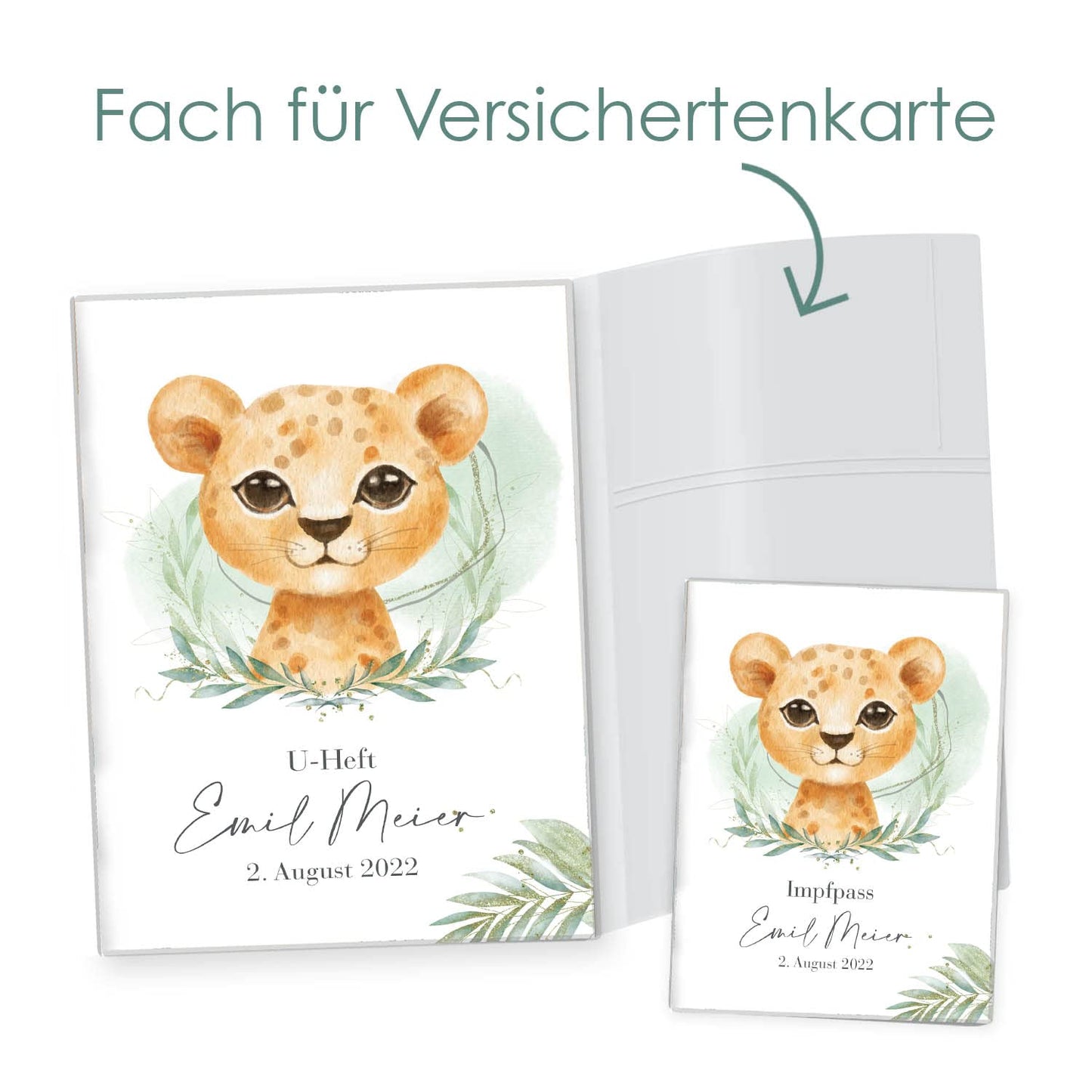 Löwen Junge U-Heft und Impfpasshülle Mit Personalisierung