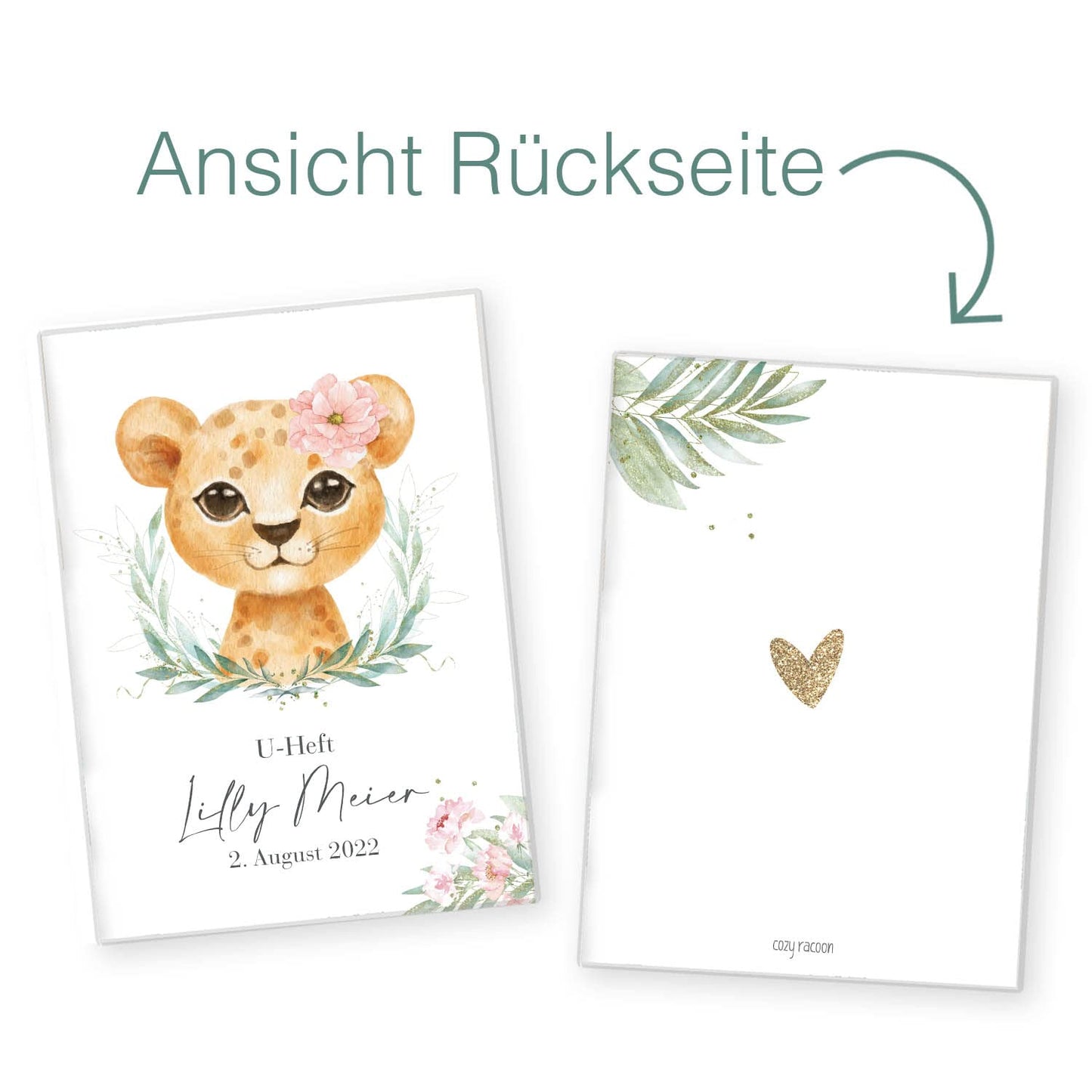 Löwen Mädchen U-Heft und Impfpasshülle Mit Personalisierung