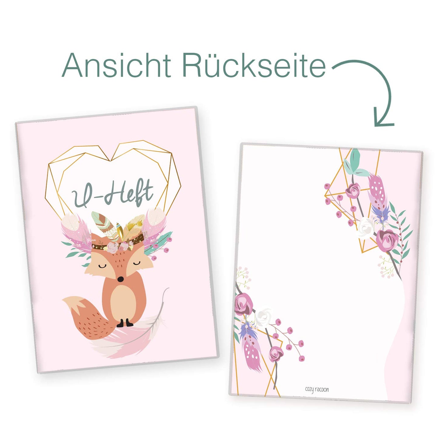 Boho Fuchs Rosa U-Heft und Impfpasshülle Ohne Personalisierung