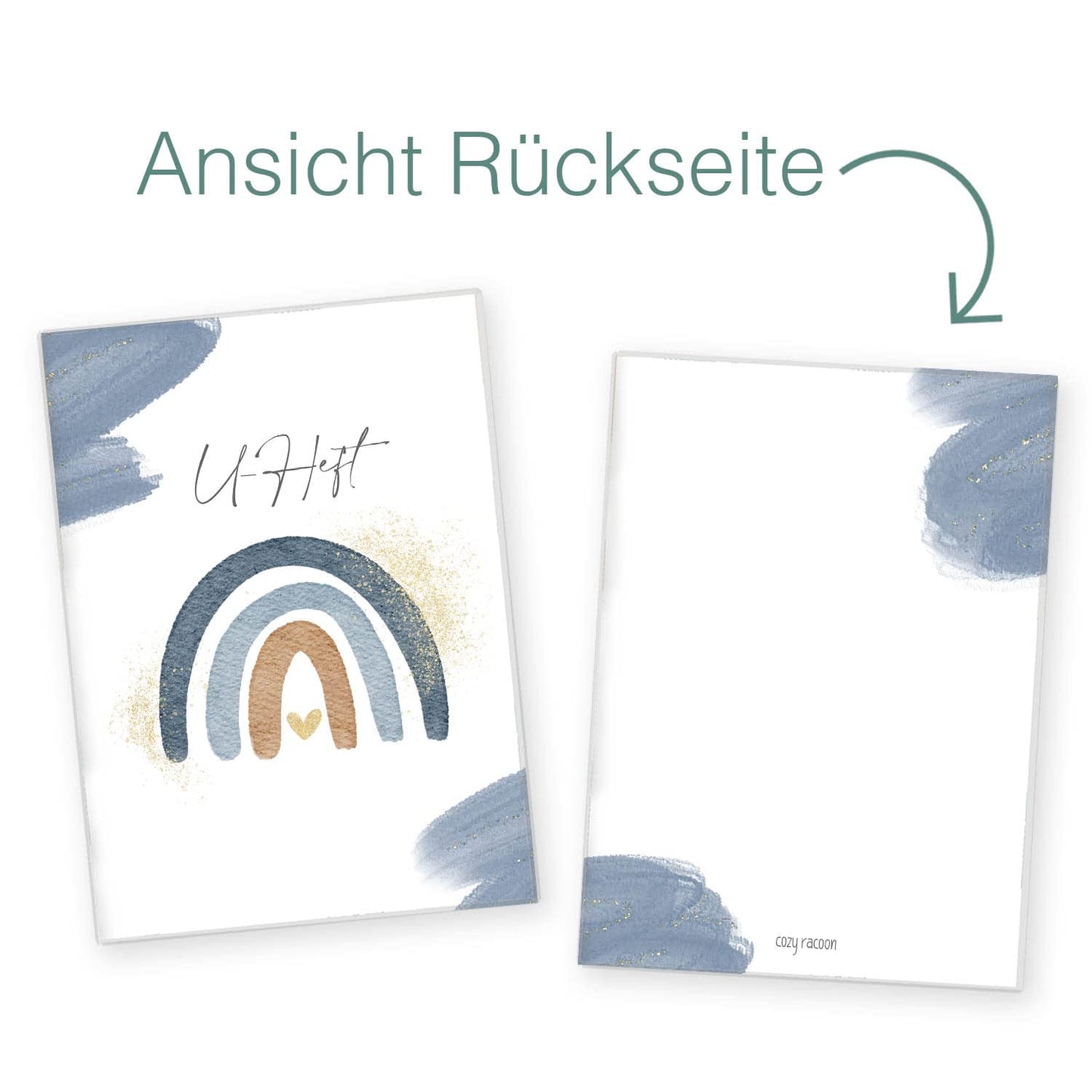 Wasserfarben Blau U-Heft und Impfpasshülle Ohne Personalisierung