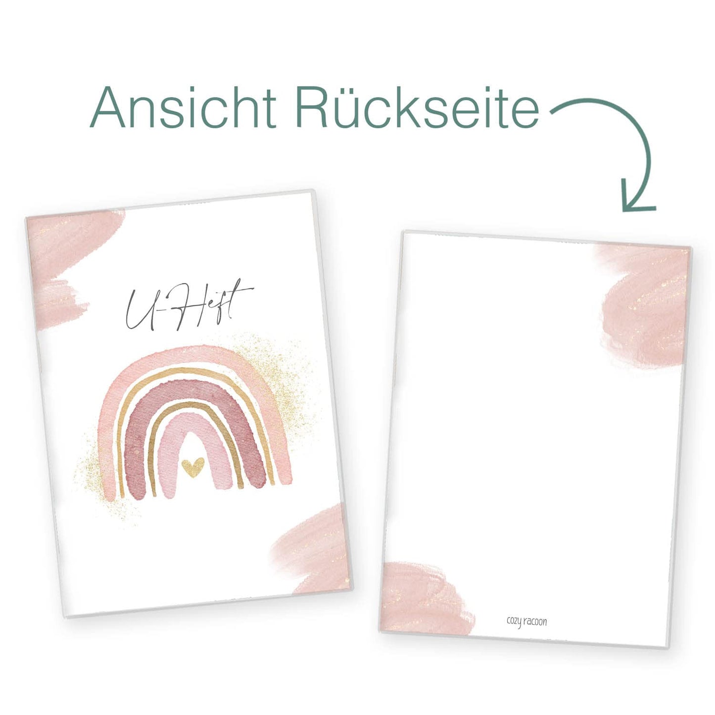 Wasserfarben Rosa U-Heft und Impfpasshülle Ohne Personalisierung