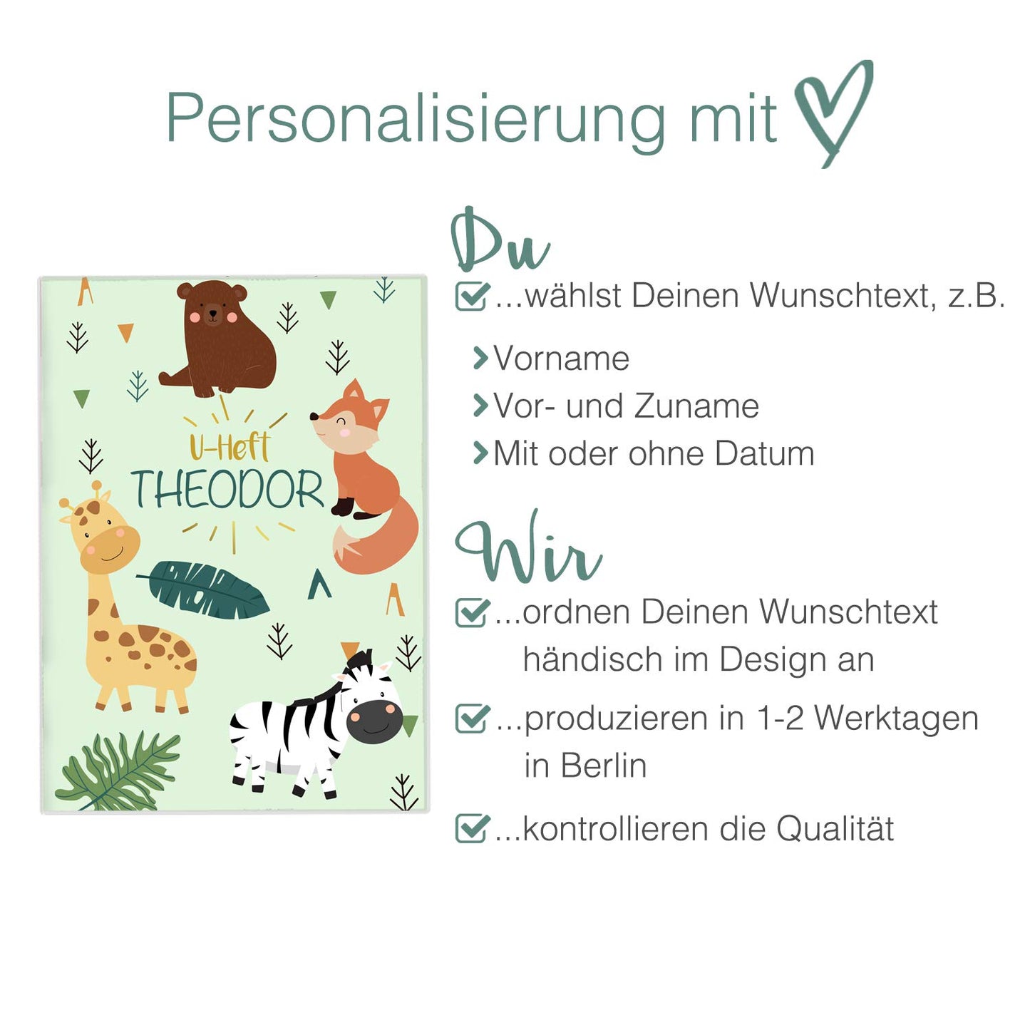 Zebra & Giraffe U-Heft und Impfpasshülle Mit Personalisierung