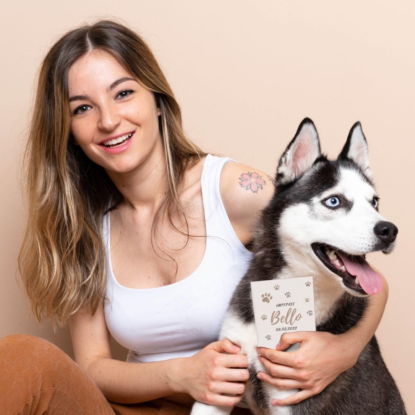 Pfote Beige Wilhelm Fell Impfpasshülle für Tiere Mit Namen
