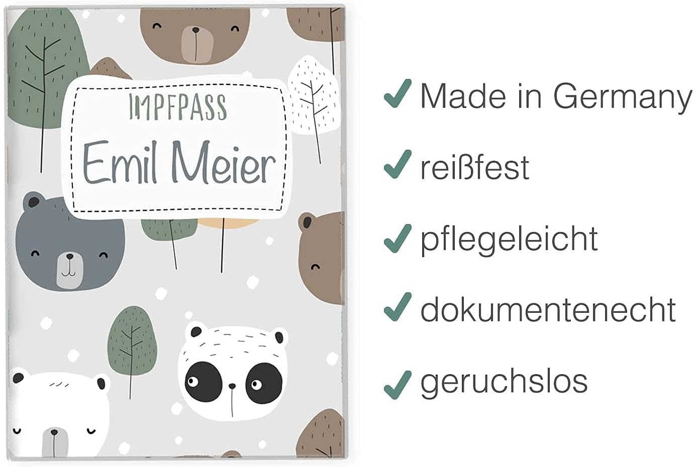 Bären Personalisierbare Impfpasshülle für Erwachsene und Kinder