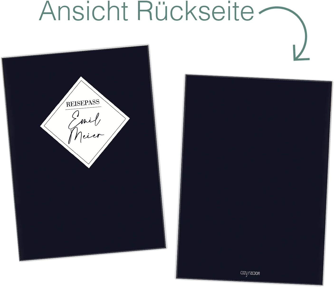 Dark Blue Reisepasshülle für Erwachsene und Kinder Mit Namen