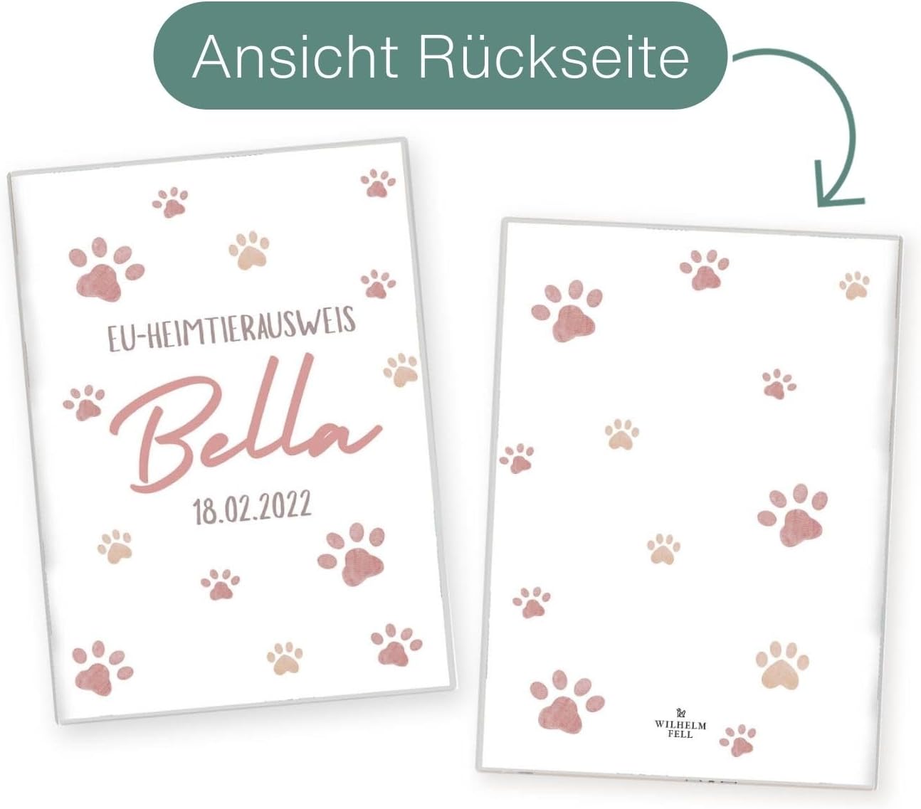 Pfote Rosa Wilhelm Fell EU-Heimtierausweis für Tiere Mit Namen