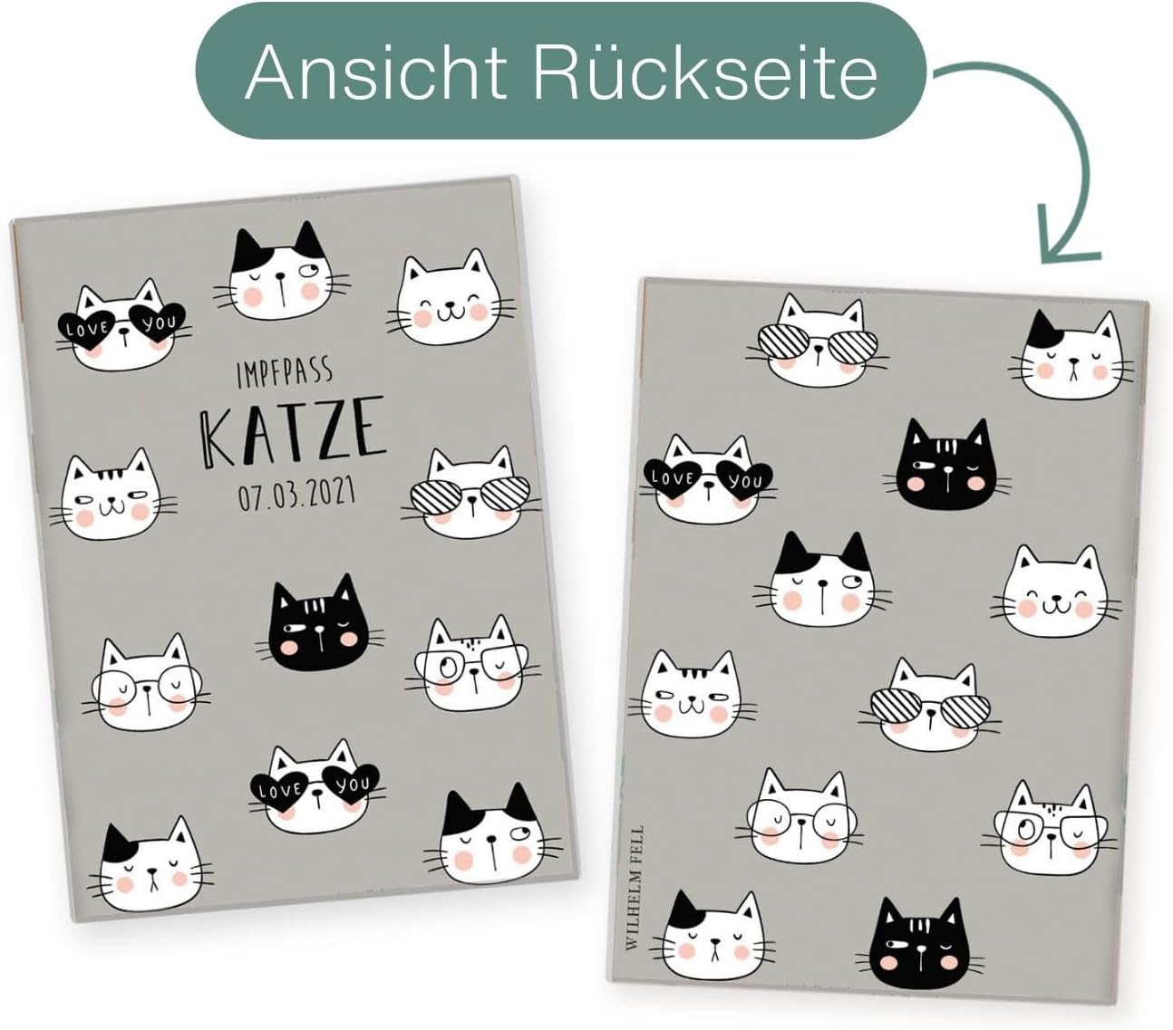 Katze Wilhelm Fell Impfpasshülle für Tiere Mit Namen