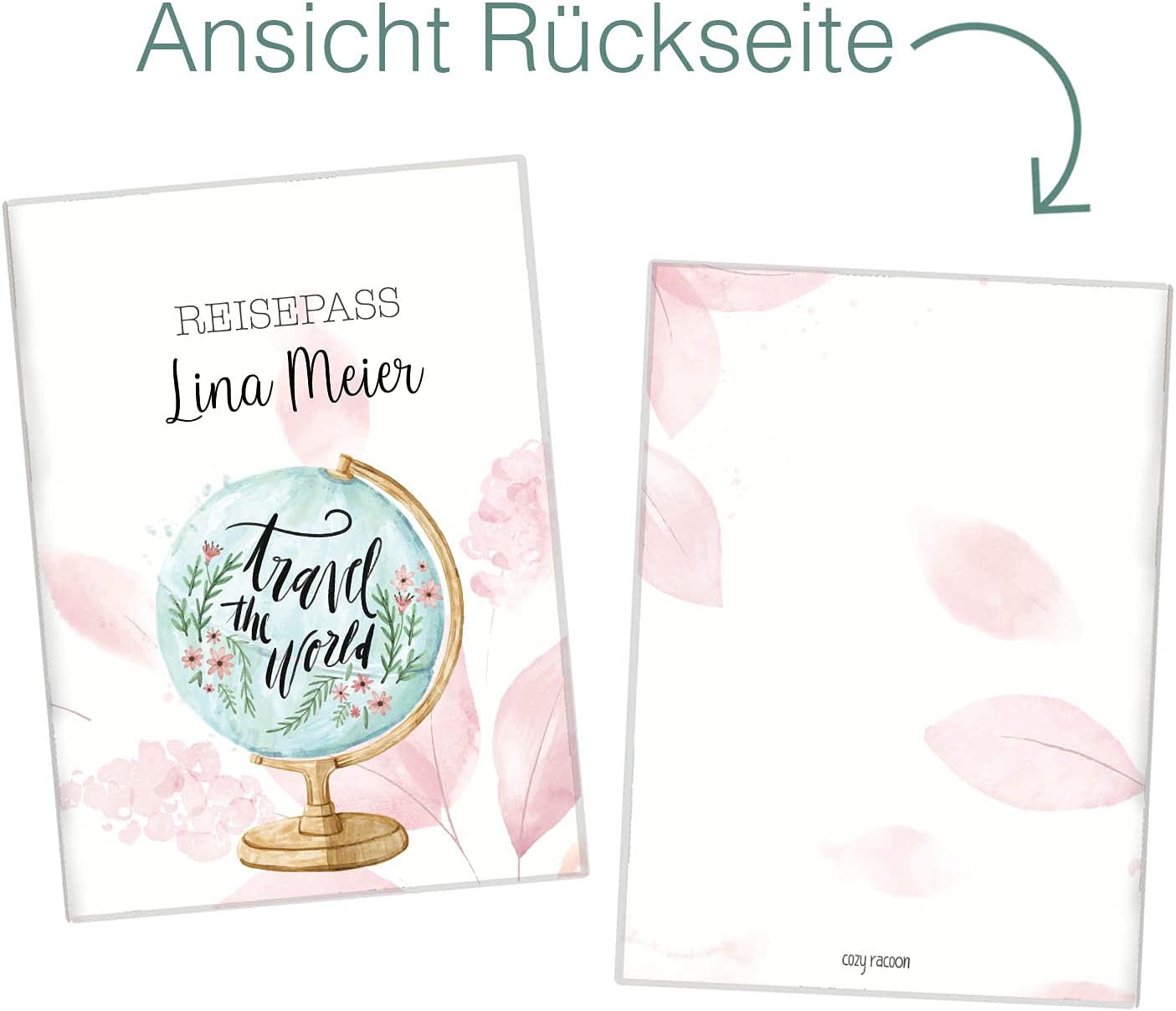 Globus Blush Reisepasshülle für Erwachsene und Kinder Mit Namen