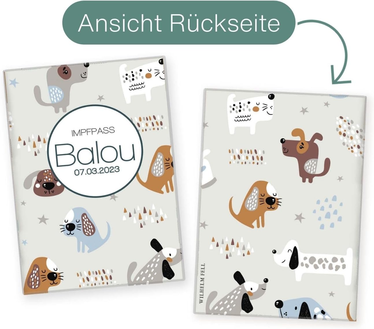 Balou Wilhelm Fell Impfpasshülle für Tiere Mit Namen