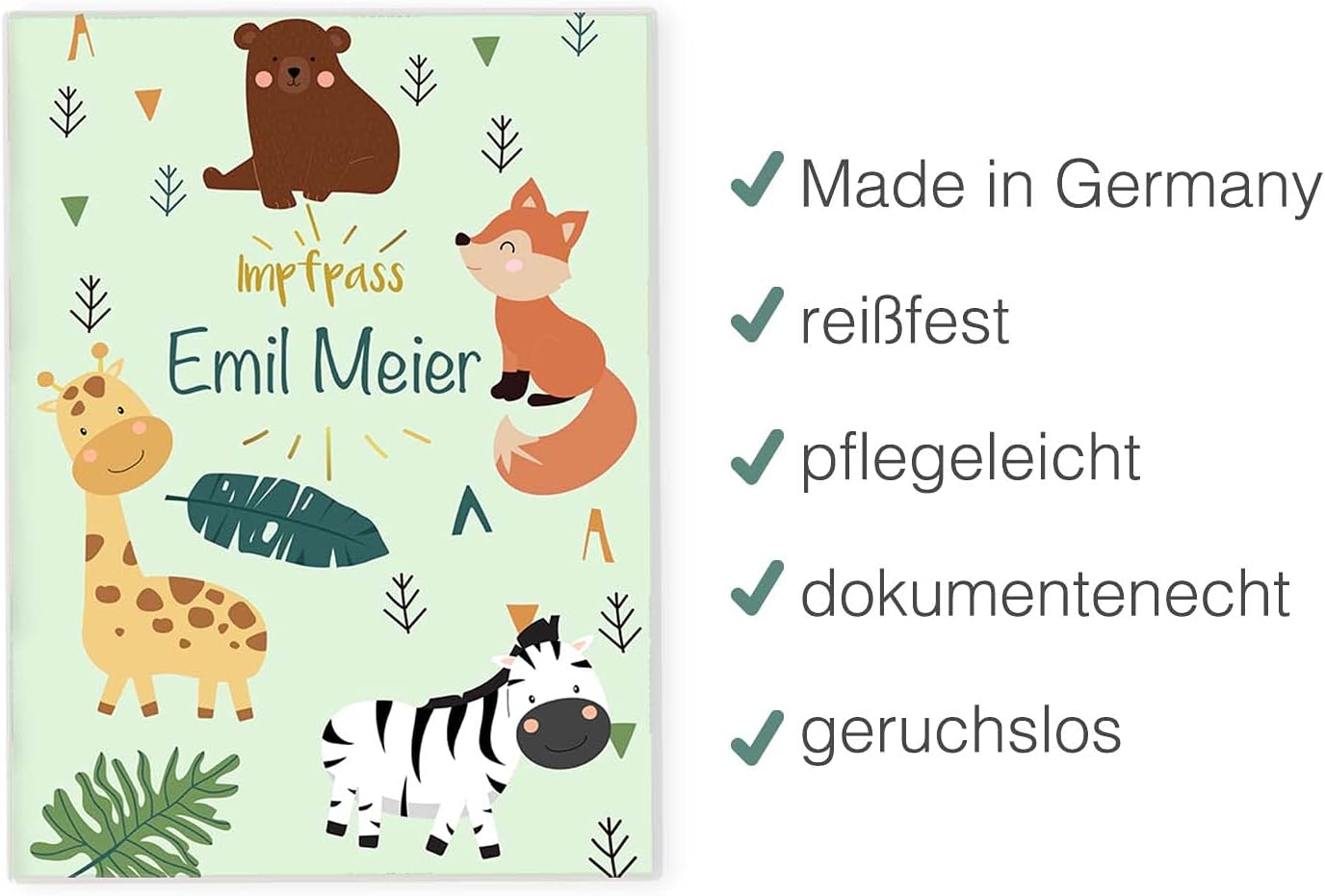 Zebra & Giraffe Personalisierbare Impfpasshülle für Erwachsene und Kinder