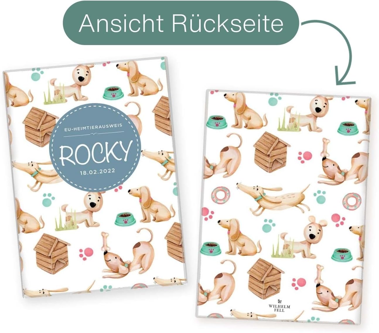 Rocky Wilhelm Fell EU-Heimtierausweis für Tiere Mit Namen