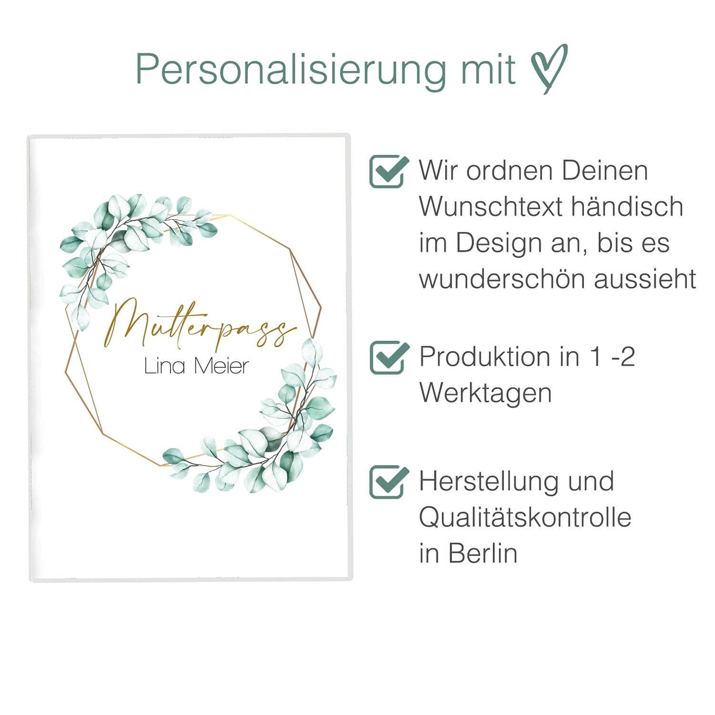 Eukalyptus Mutterpasshülle Mit Personalisierung