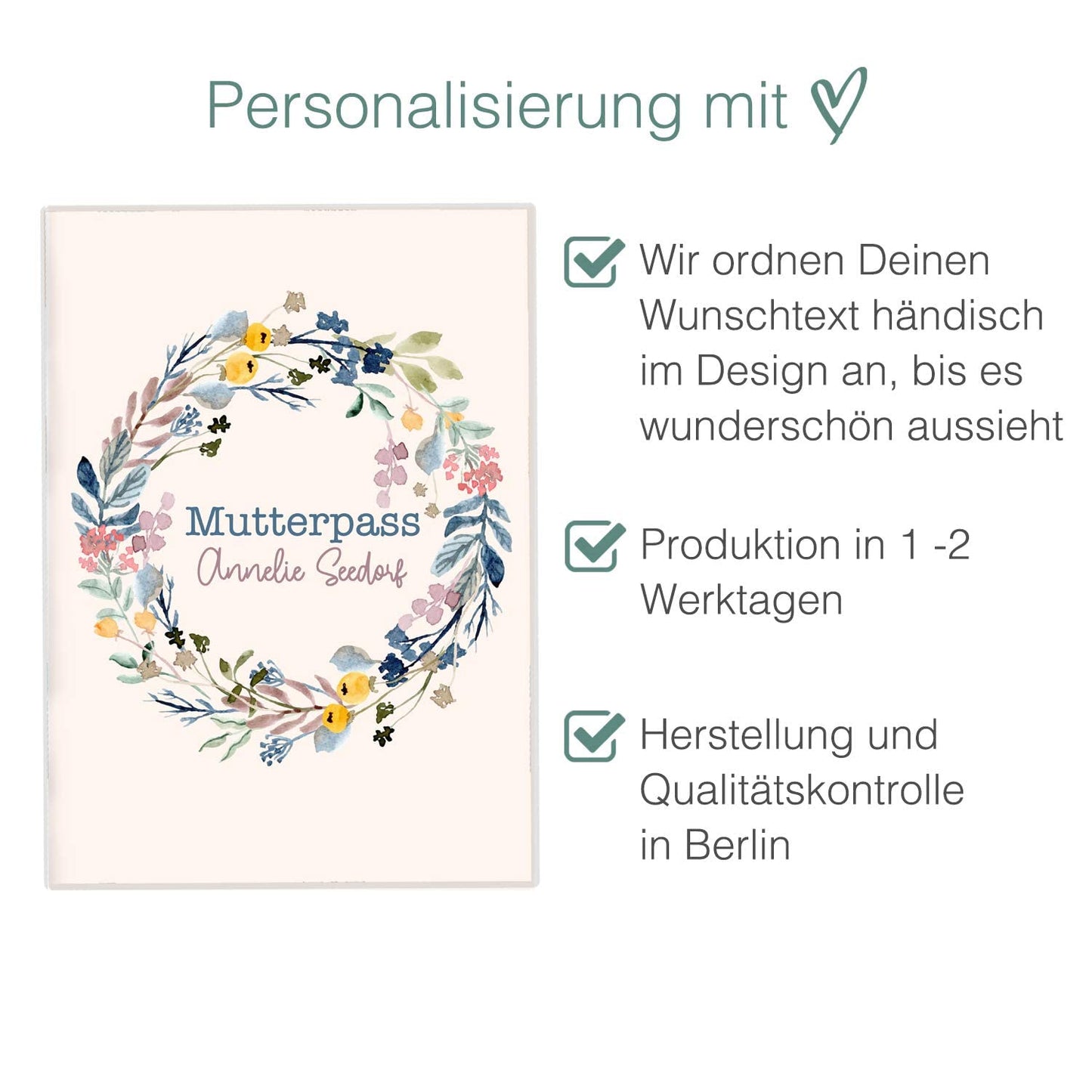 Flower Circle Mutterpasshülle Mit Personalisierung