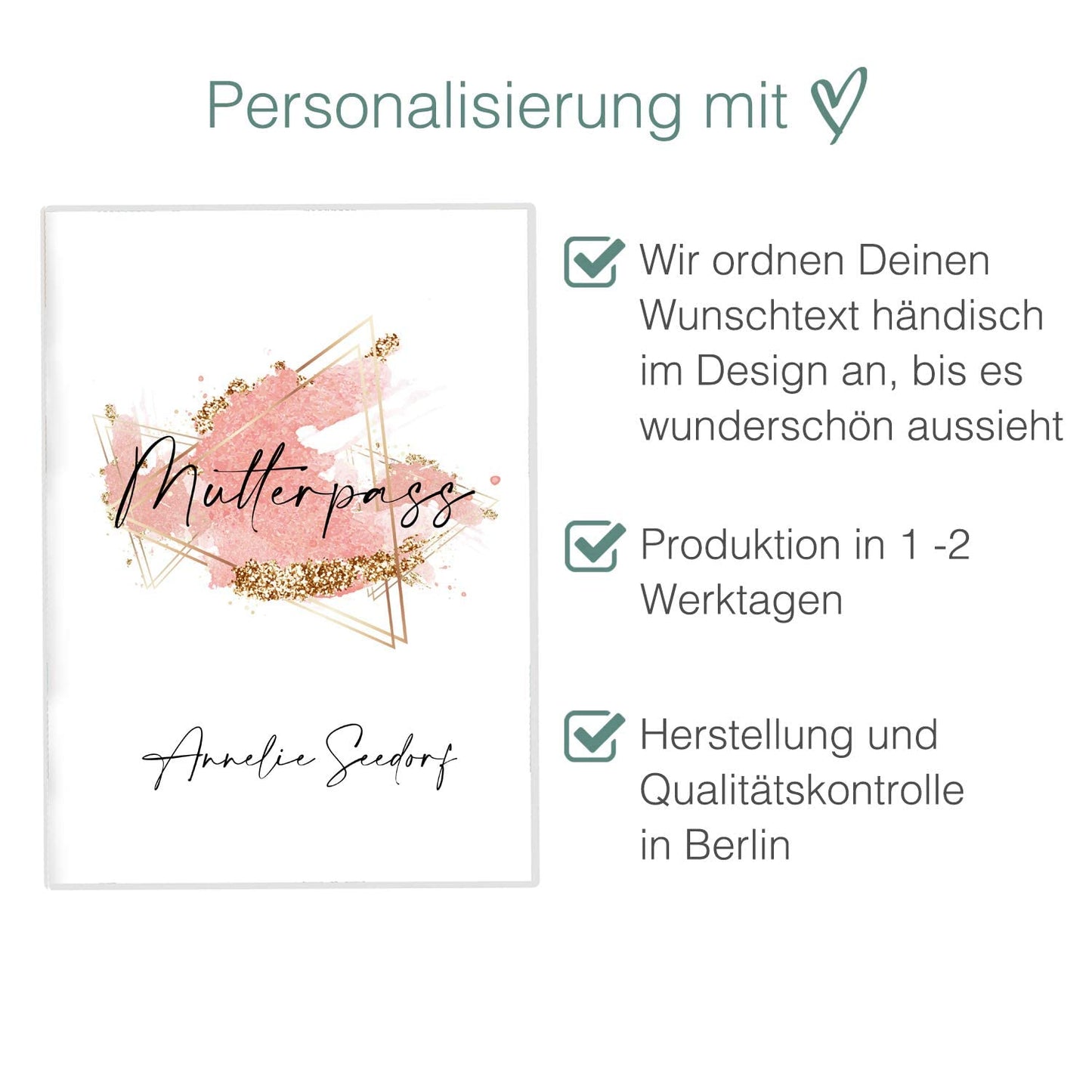 Glamour Splash Mutterpasshülle Mit Personalisierung