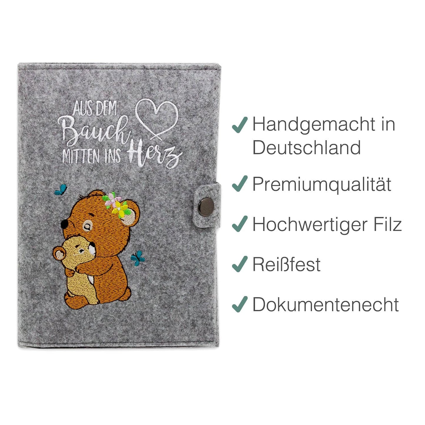 Waldbären Mutterpasshülle aus Filz Ohne Personalisierung