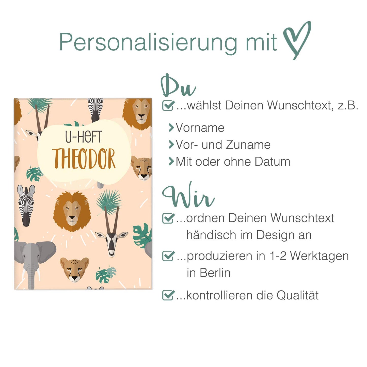 Safari U-Heft und Impfpasshülle Mit Personalisierung