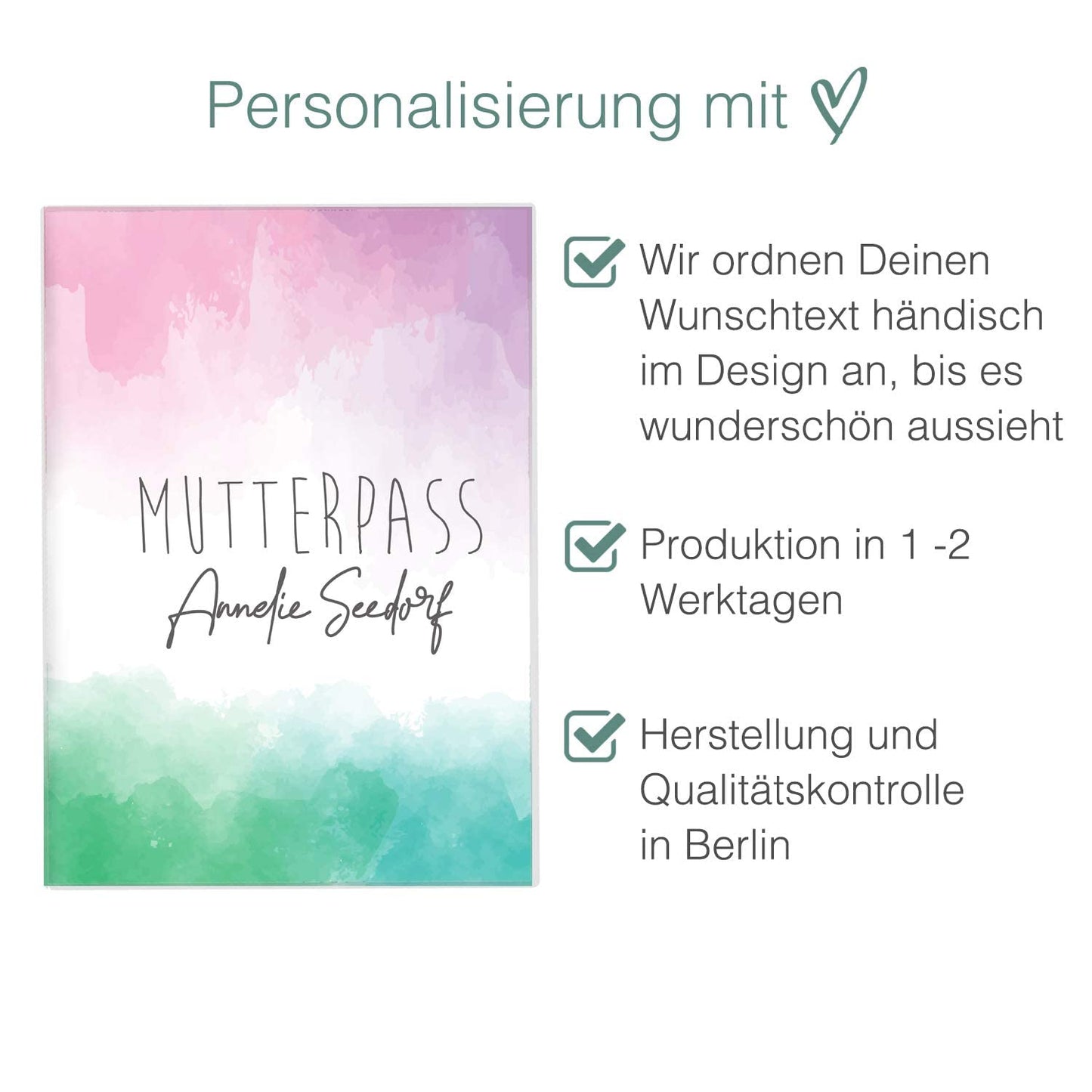 Watercolor 3 Mutterpasshülle Mit Personalisierung