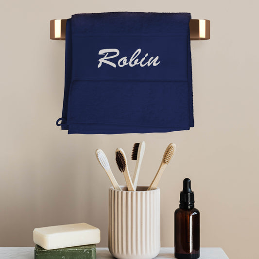 Dunkelblau Hochwertiges Händehandtuch Bestickt Mit Namen