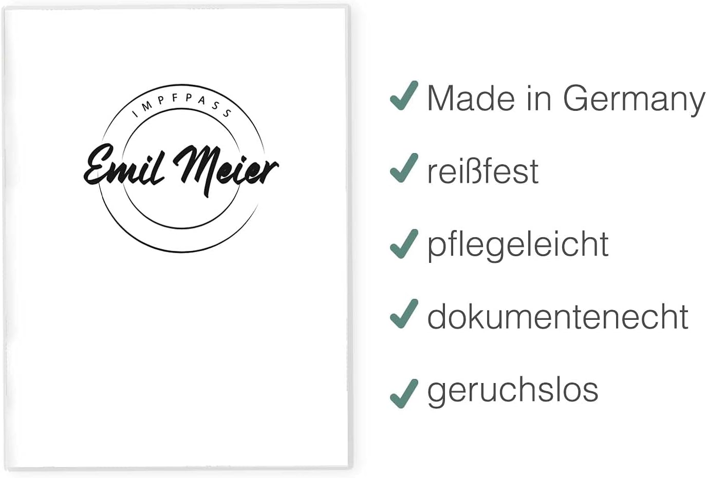 Clear White Personalisierbare Impfpasshülle für Erwachsene und Kinder