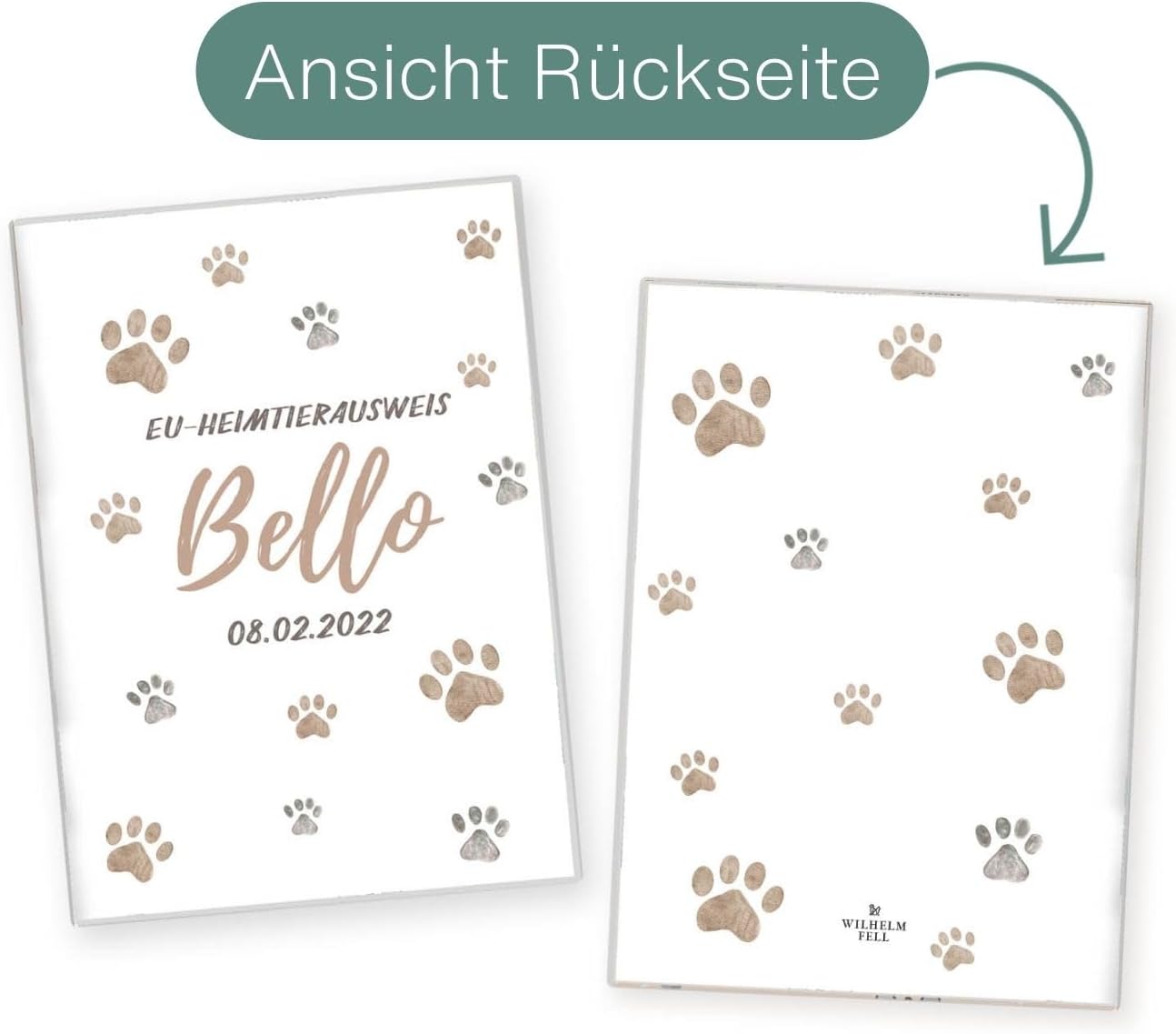 Pfote Beige Wilhelm Fell EU-Heimtierausweis für Tiere Mit Namen