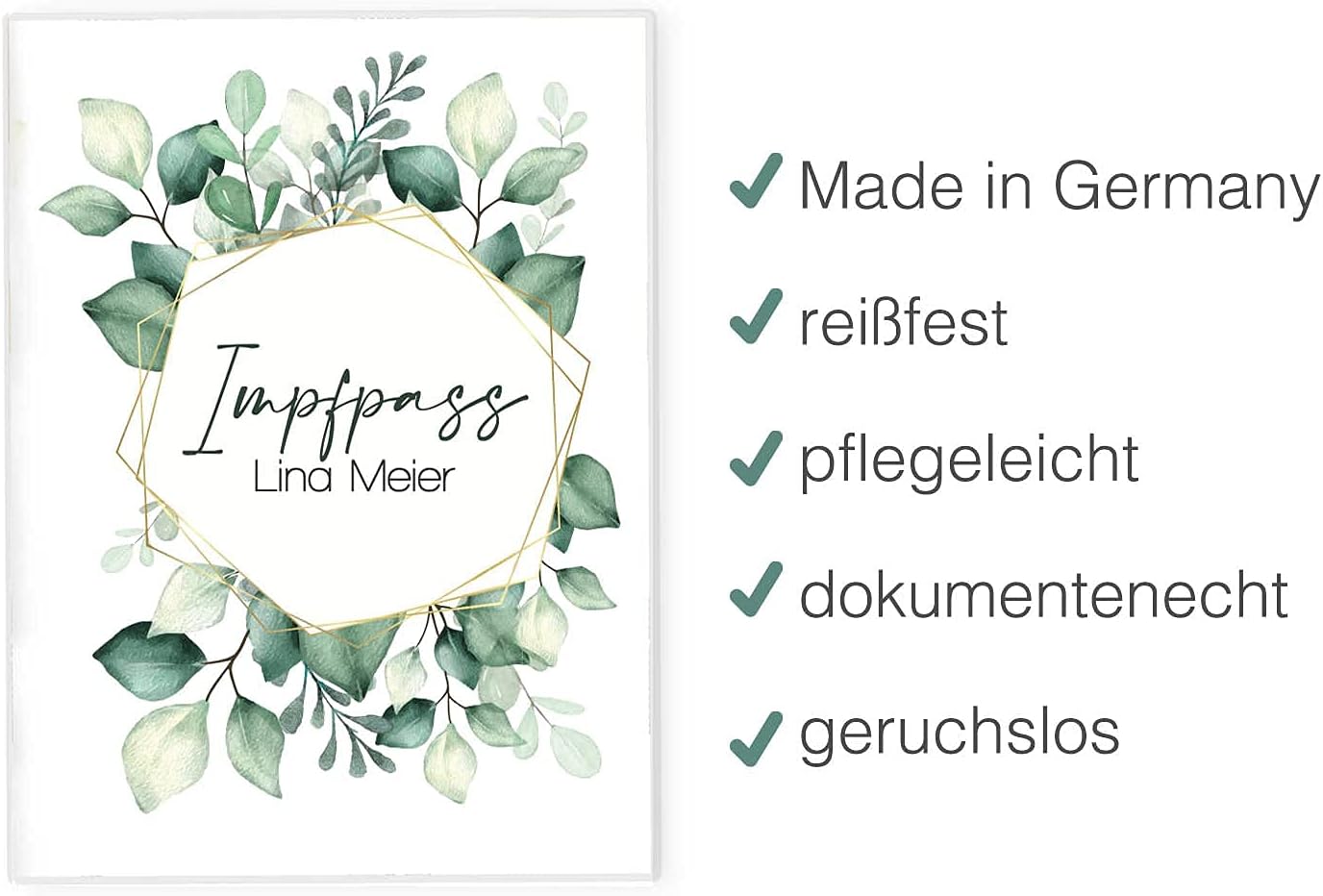 Green Leaves Personalisierbare Impfpasshülle für Erwachsene und Kinder