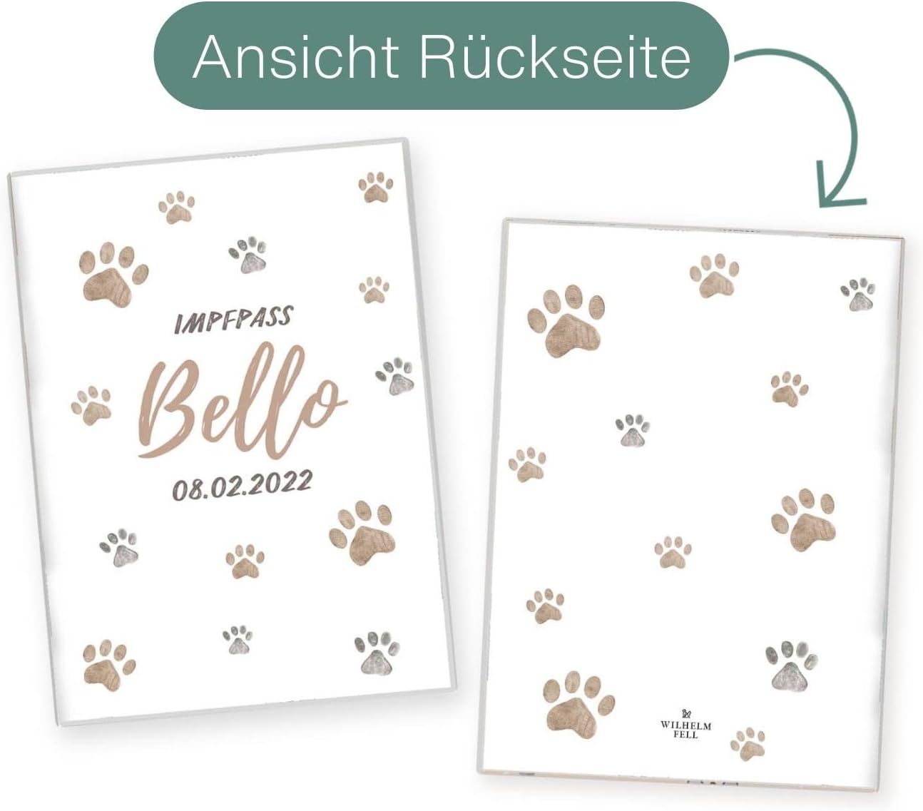 Pfote Beige Wilhelm Fell Impfpasshülle für Tiere Mit Namen