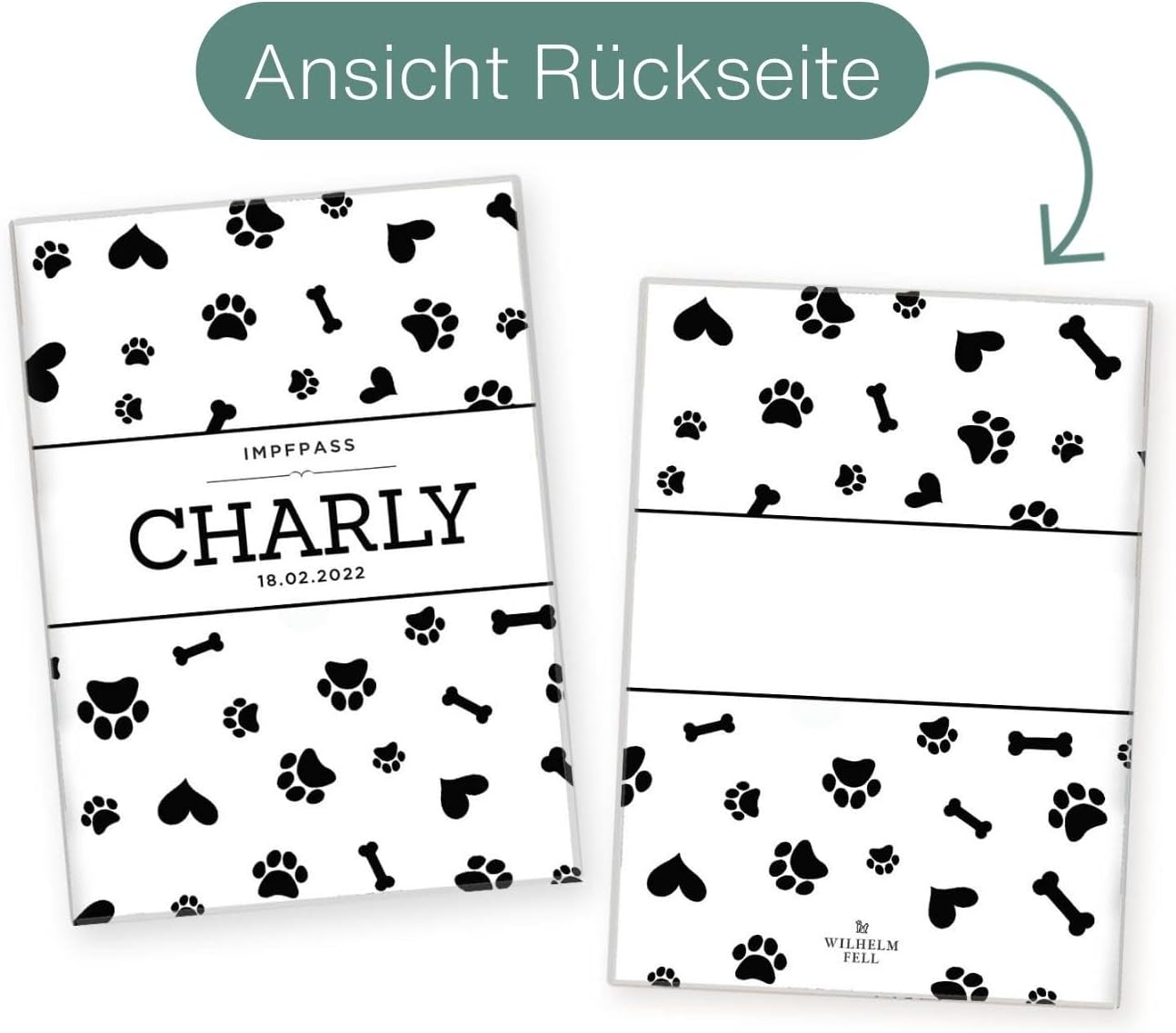 Charly Wilhelm Fell Impfpasshülle für Tiere Mit Namen