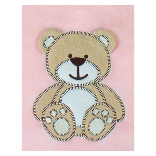 Decke Rosa Mit Bär | Babydecke Bestickt