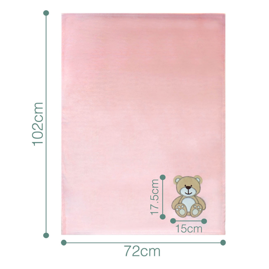 Decke Rosa Mit Bär | Babydecke Bestickt
